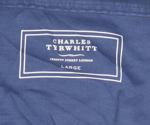 Charles Tyrwhitt Men’s Blue Large 100% Cotton Short Sleeve Polo Shirt