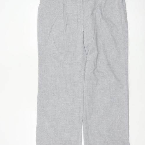 Next Women Grey Size 14 Petite Tailored Straight Leg Dress Trousers