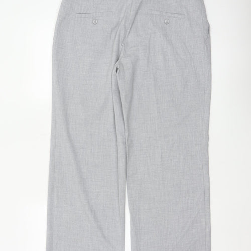 Next Women Grey Size 14 Petite Tailored Straight Leg Dress Trousers