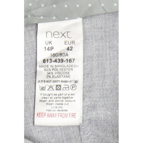 Next Women Grey Size 14 Petite Tailored Straight Leg Dress Trousers
