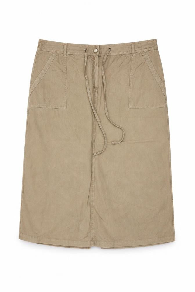 Front view of Bonmarché Women Beige UK 20 Long Cargo Skirt Drawstring Pockets