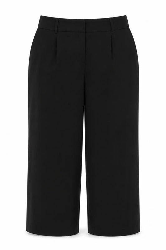 Mango Women Black UK 16 Wide-Leg High-Rise Tailored Trousers