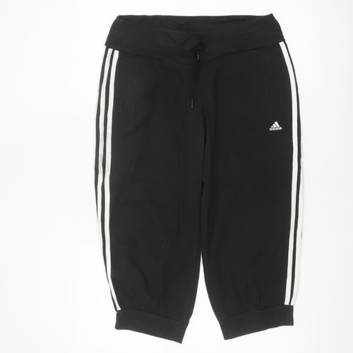 Adidas Women Black UK 8 Capri Jogger Track Pants Climalite Cotton
