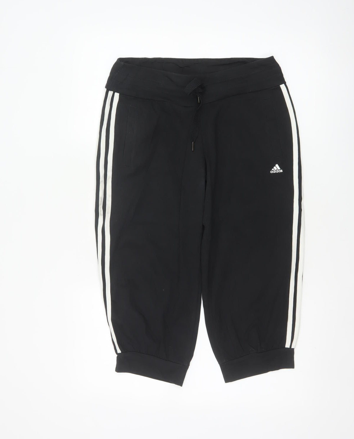 Adidas Women Black UK 8 Capri Jogger Track Pants Climalite Cotton