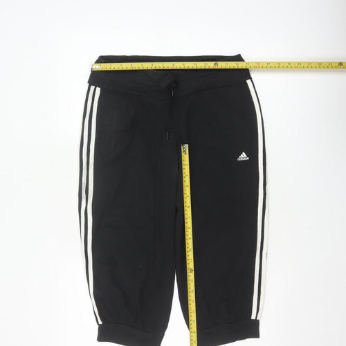 Adidas Women Black UK 8 Capri Jogger Track Pants Climalite Cotton