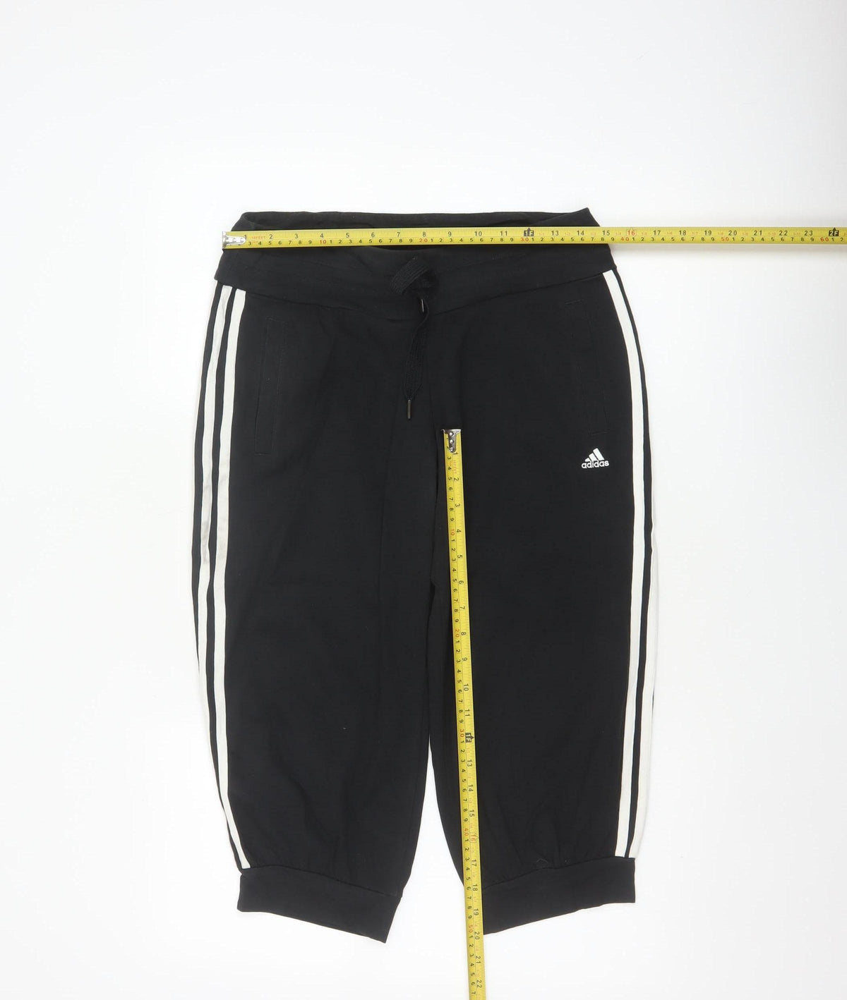 Adidas Women Black UK 8 Capri Jogger Track Pants Climalite Cotton