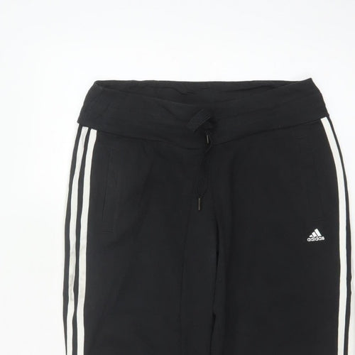 Adidas Women Black UK 8 Capri Jogger Track Pants Climalite Cotton