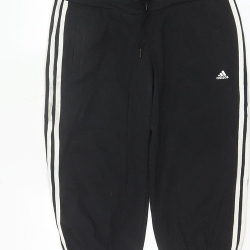 Adidas Women Black UK 8 Capri Jogger Track Pants Climalite Cotton