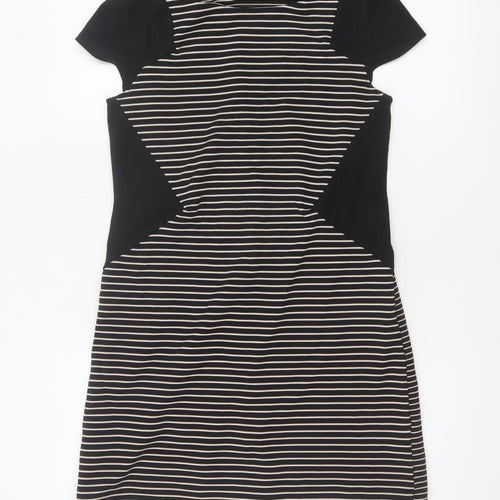 Dorothy Perkins Women Black White Stripe Off Shoulder Bodycon Dress UK 10