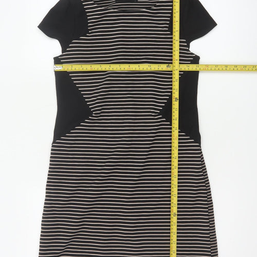 Dorothy Perkins Women Black White Stripe Off Shoulder Bodycon Dress UK 10