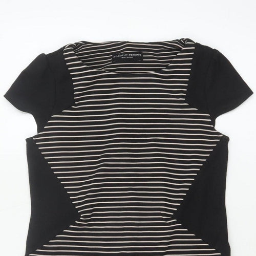 Dorothy Perkins Women Black White Stripe Off Shoulder Bodycon Dress UK 10