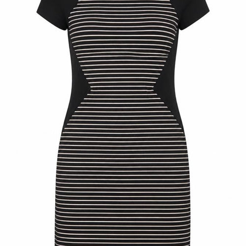 Dorothy Perkins Women Black White Stripe Off Shoulder Bodycon Dress UK 10