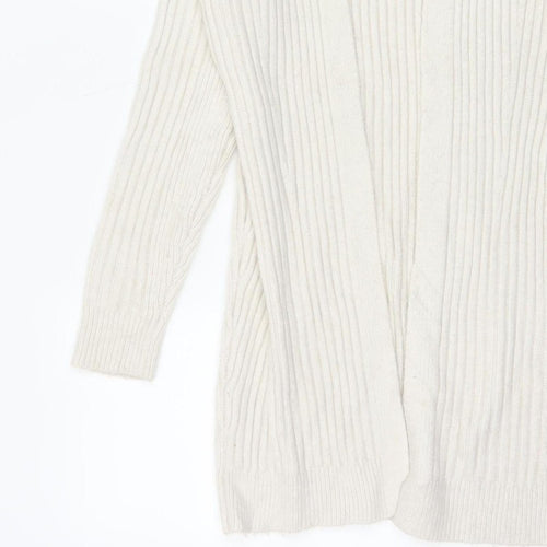 Marks and Spencer Women Ivory XS Cable-Knit V-Neck Long Sleeve Jumper