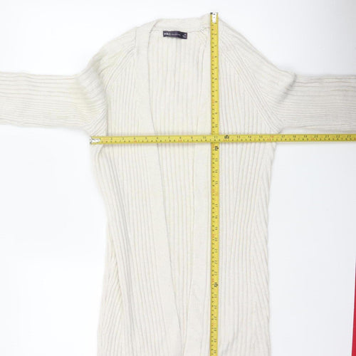 Marks and Spencer Women Ivory XS Cable-Knit V-Neck Long Sleeve Jumper