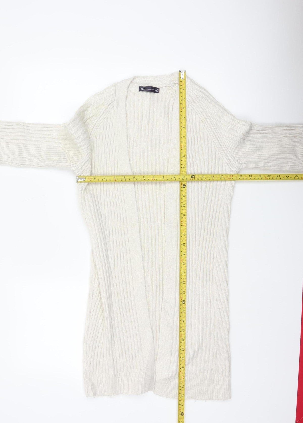 Marks and Spencer Women Ivory XS Cable-Knit V-Neck Long Sleeve Jumper