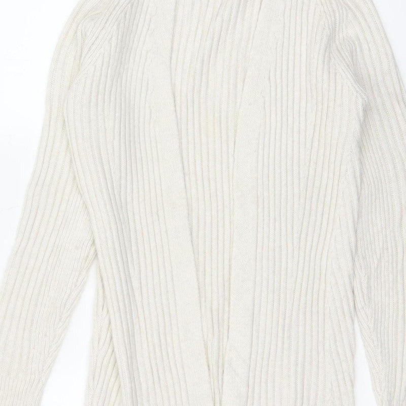 Marks and Spencer Women Ivory XS Cable-Knit V-Neck Long Sleeve Jumper