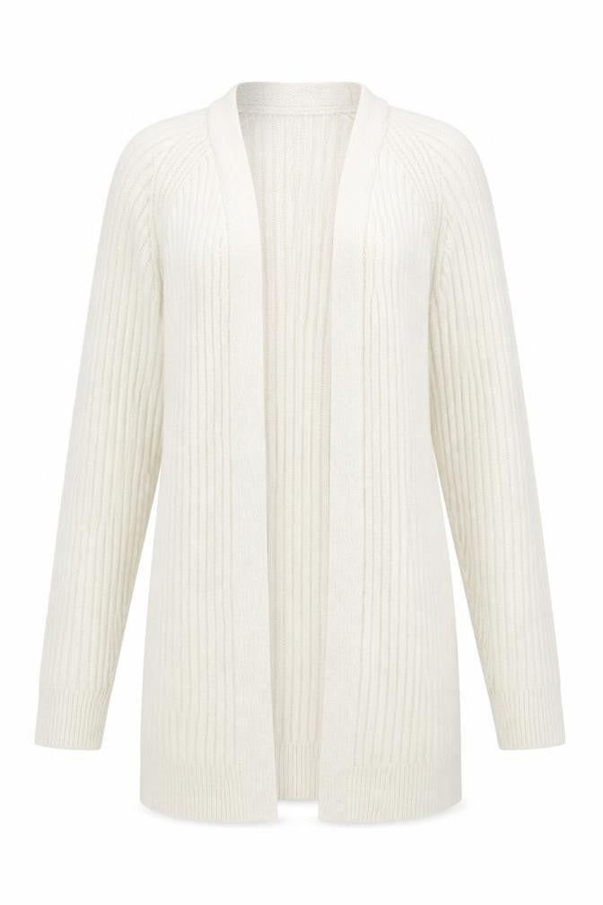 Marks and Spencer Women Ivory XS Cable-Knit V-Neck Long Sleeve Jumper