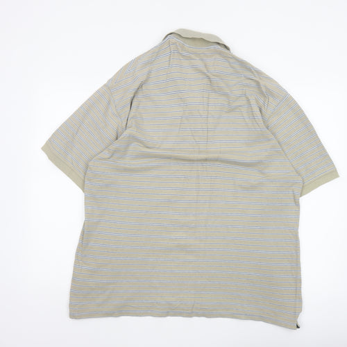 Marks and Spencer Men’s Beige Blue Harbour Striped Cotton Polo Shirt L