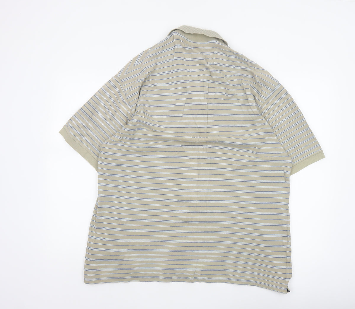Marks and Spencer Men’s Beige Blue Harbour Striped Cotton Polo Shirt L