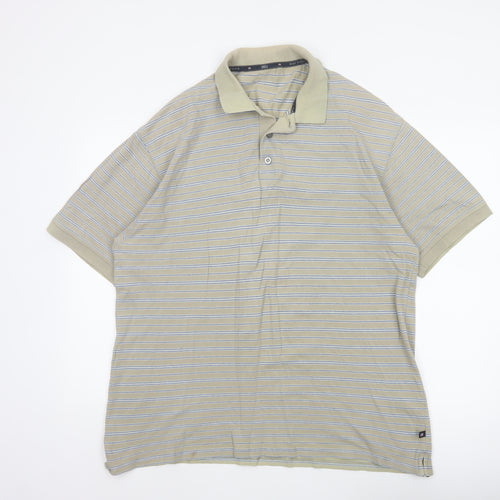 Marks and Spencer Men’s Beige Blue Harbour Striped Cotton Polo Shirt L