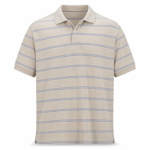 Marks and Spencer Men’s Beige Blue Harbour Striped Cotton Polo Shirt L