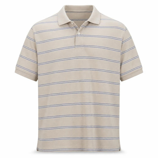 Marks and Spencer Men’s Beige Blue Harbour Striped Cotton Polo Shirt L
