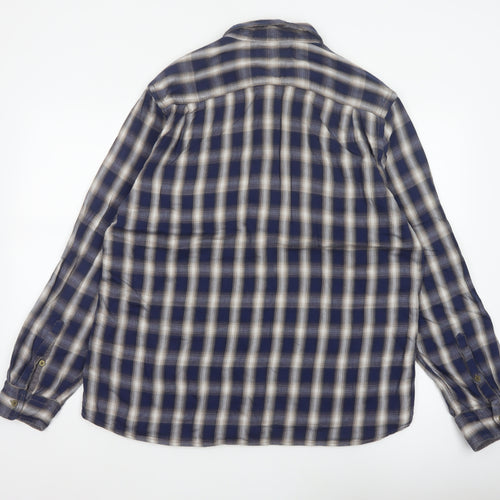 Marks & Spencer Men’s Blue Plaid Cotton Button-Up Shirt L