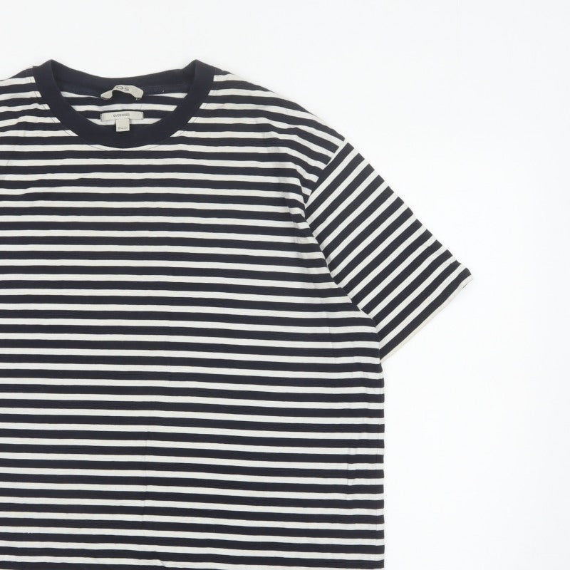 COS Men Black White Striped Oversized Cotton T-Shirt XL