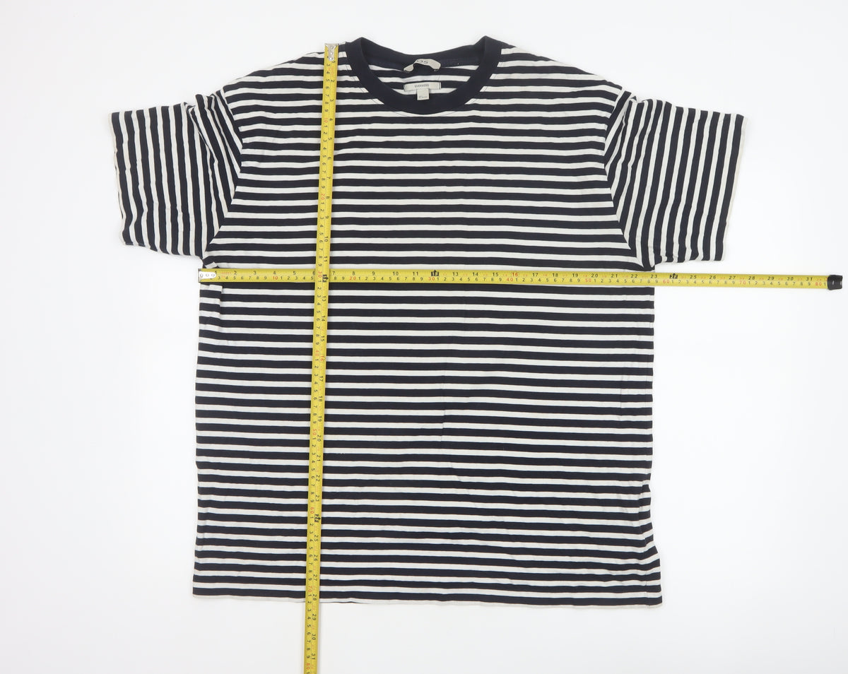 COS Men Black White Striped Oversized Cotton T-Shirt XL