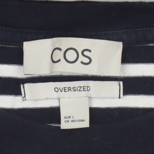 COS Men Black White Striped Oversized Cotton T-Shirt XL