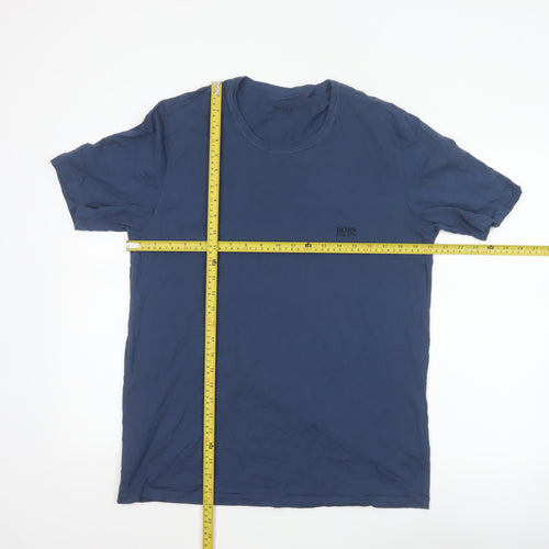 Hugo Boss Men’s Blue XL Logo Crew Neck Short Sleeve Cotton T-Shirt