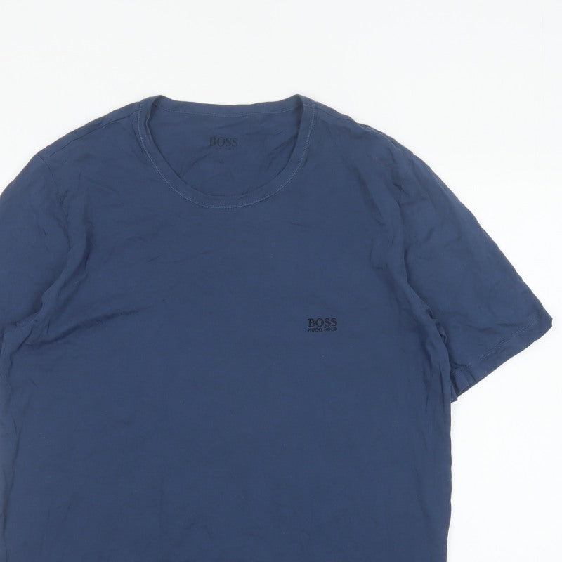 Hugo Boss Men’s Blue XL Logo Crew Neck Short Sleeve Cotton T-Shirt