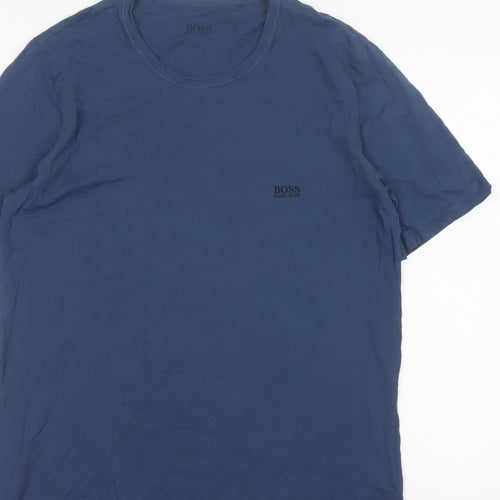 Hugo Boss Men’s Blue XL Logo Crew Neck Short Sleeve Cotton T-Shirt