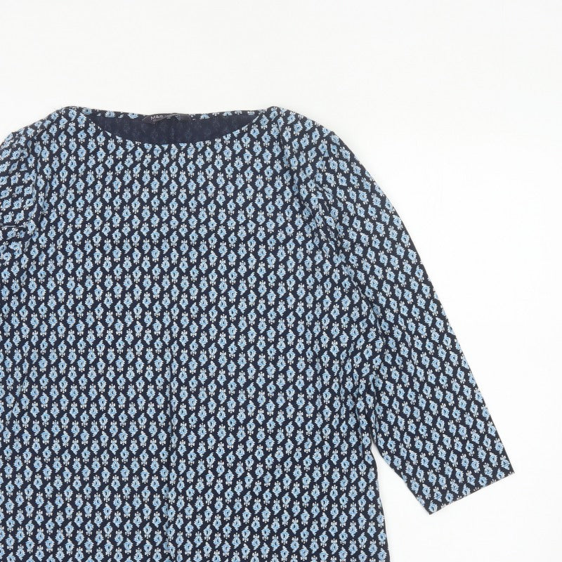 Marks & Spencer Women Blue Paisley 3/4 Sleeve Blouse UK 20