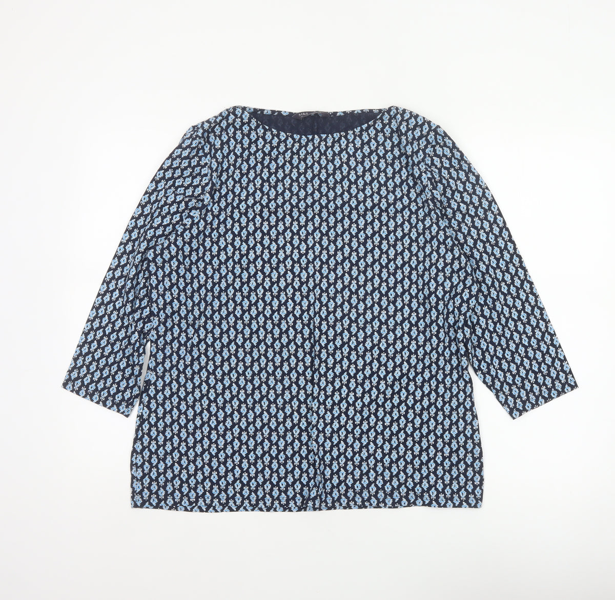 Marks & Spencer Women Blue Paisley 3/4 Sleeve Blouse UK 20