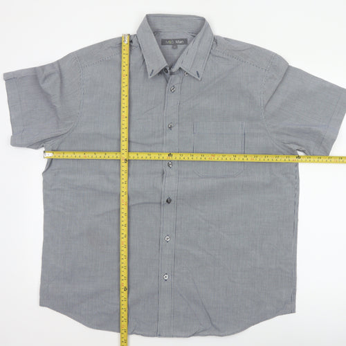 Marks and Spencer Men Blue Check L Short Sleeve Button-Up Shirt