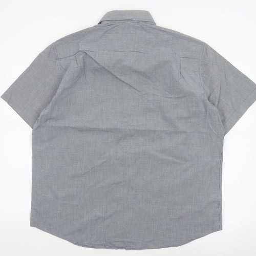 Marks and Spencer Men Blue Check L Short Sleeve Button-Up Shirt