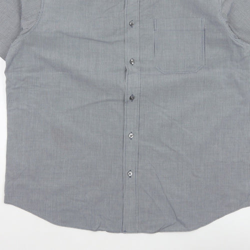 Marks and Spencer Men Blue Check L Short Sleeve Button-Up Shirt