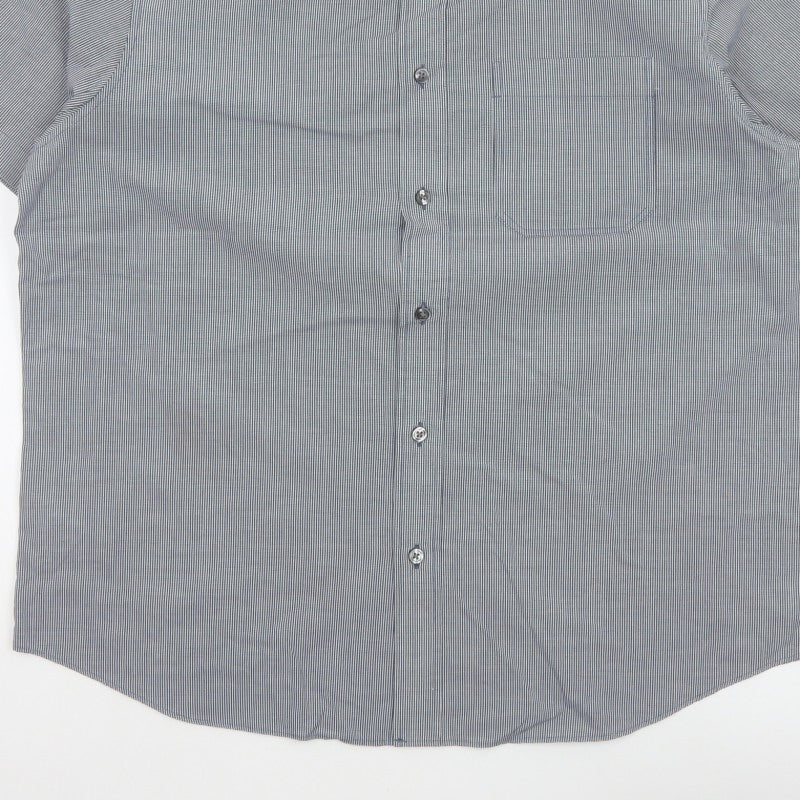 Marks and Spencer Men Blue Check L Short Sleeve Button-Up Shirt
