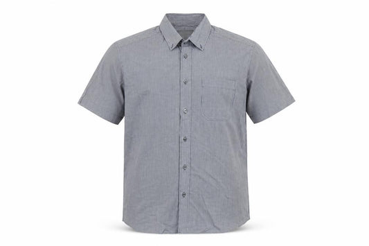 Front view of Marks and Spencer Men Blue Check L Short Sleeve Button-Up Shirt