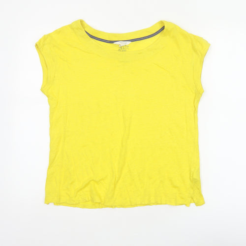 White Stuff Women Yellow UK 10 Linen Basic Cap Sleeve T-Shirt