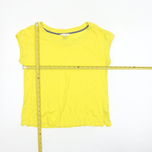 White Stuff Women Yellow UK 10 Linen Basic Cap Sleeve T-Shirt