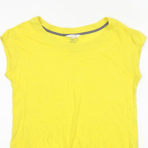 White Stuff Women Yellow UK 10 Linen Basic Cap Sleeve T-Shirt