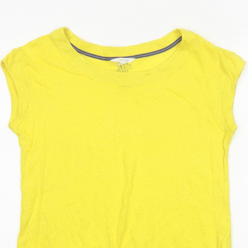White Stuff Women Yellow UK 10 Linen Basic Cap Sleeve T-Shirt