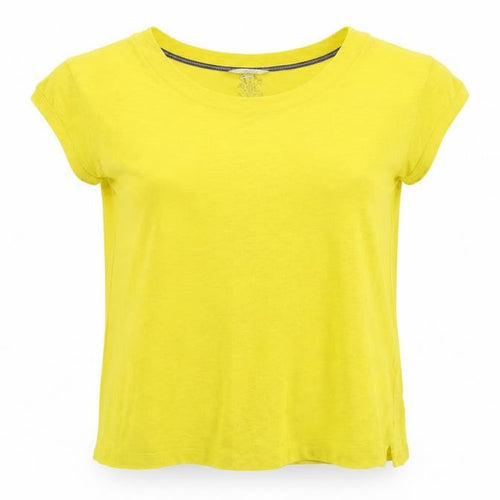 White Stuff Women Yellow UK 10 Linen Basic Cap Sleeve T-Shirt
