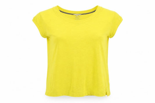 White Stuff Women Yellow UK 10 Linen Basic Cap Sleeve T-Shirt