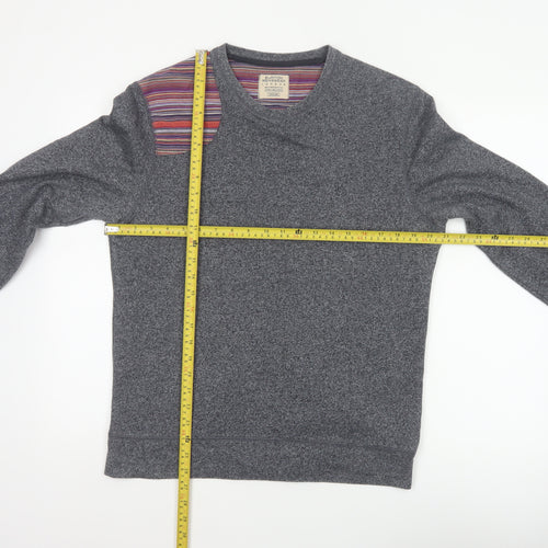 Burton Menswear Men Grey M Striped Panel Crew Neck Pullover Sweatshirt
