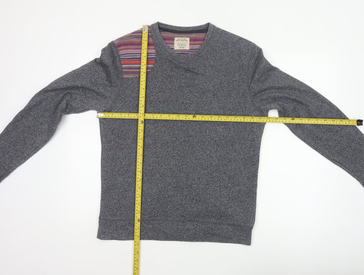 Burton Menswear Men Grey M Striped Panel Crew Neck Pullover Sweatshirt