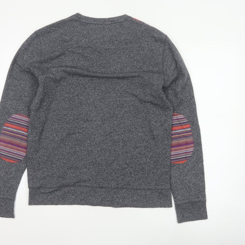 Burton Menswear Men Grey M Striped Panel Crew Neck Pullover Sweatshirt