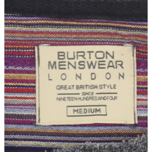 Burton Menswear Men Grey M Striped Panel Crew Neck Pullover Sweatshirt